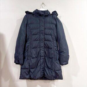 Beanpole Korean Designer Down Coat Navy Hooded Puffer Goose Down Filled, Small